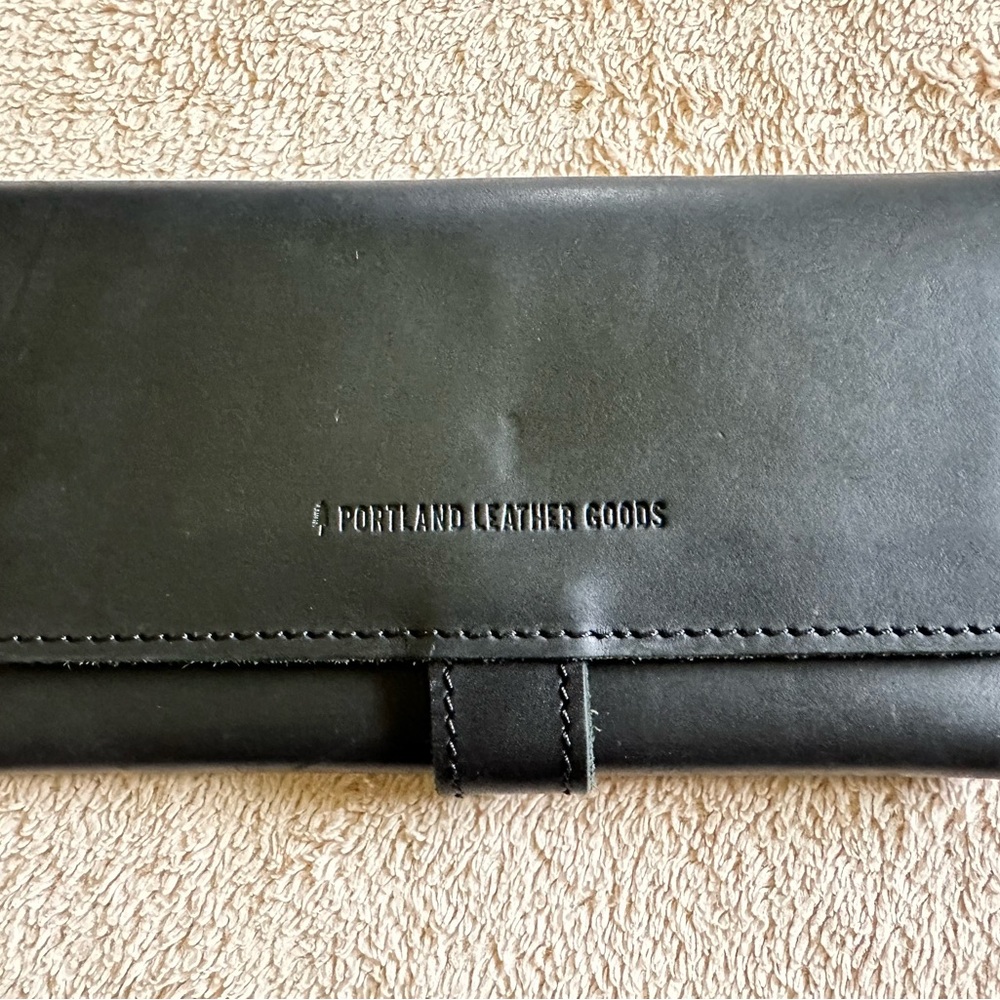 Portland Leather Black Leather Snap Wallet - Picture 2 of 9